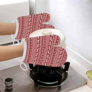 Dachshund Nordic Pattern Heat Resistant Oven Mitts Pot Holders Set