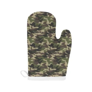 Dark Green Camouflage Pattern Heat Resistant Oven Mitts Pot Holders Set
