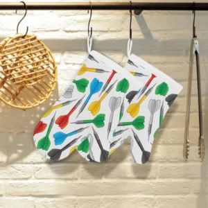 Darts Pattern Print Design 03 Heat Resistant Oven Mitts Pot Holders Set
