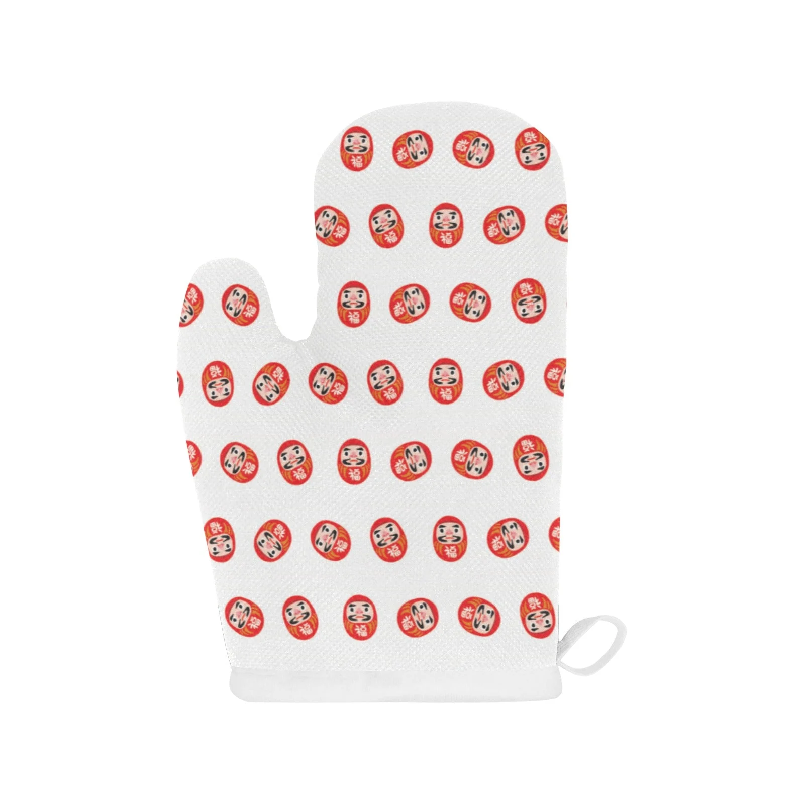 Daruma Japanese Wooden Doll Pattern Heat Resistant Oven Mitts Pot Holders Set Daruma Japanese Wooden Doll Pattern Heat Resistant Oven Mitts Pot Holders Set