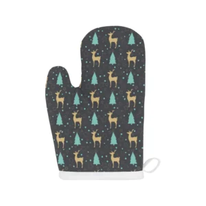 Deer Star Tree Pattern Heat Resistant Oven Mitts Pot Holders Set