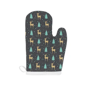 Deer Star Tree Pattern Heat Resistant Oven Mitts Pot Holders Set