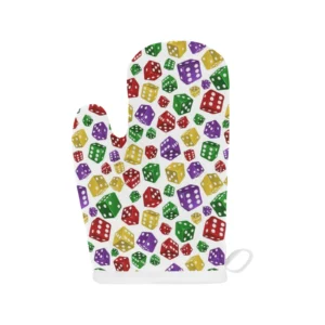 Dice Pattern Print Design 03 Heat Resistant Oven Mitts Pot Holders Set
