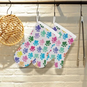 Dog Paws Pattern Print Design 01 Heat Resistant Oven Mitts Pot Holders Set