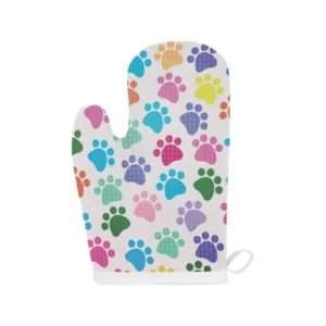 Dog Paws Pattern Print Design 01 Heat Resistant Oven Mitts Pot Holders Set