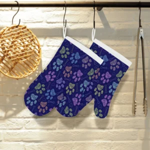 Dog Paws Pattern Print Design 02 Heat Resistant Oven Mitts Pot Holders Set