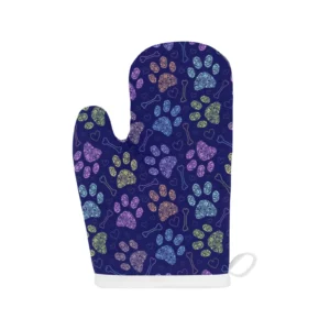 Dog Paws Pattern Print Design 02 Heat Resistant Oven Mitts Pot Holders Set