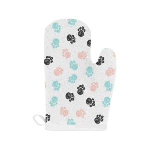 Dog Paws Pattern Print Design 04 Heat Resistant Oven Mitts Pot Holders Set