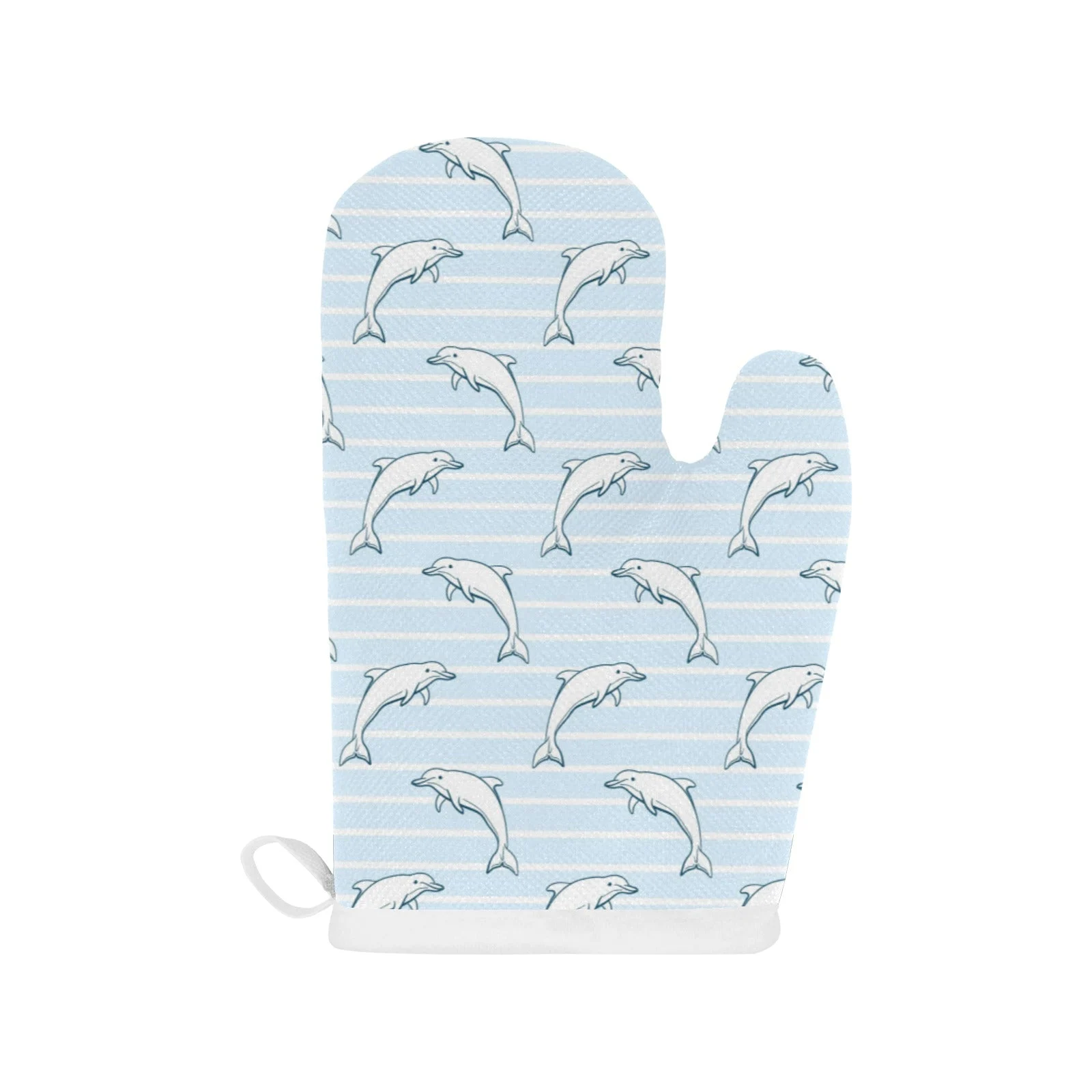 Dolphin Blue Striped Background Heat Resistant Oven Mitts Pot Holders Set Dolphin Blue Striped Background Heat Resistant Oven Mitts Pot Holders Set