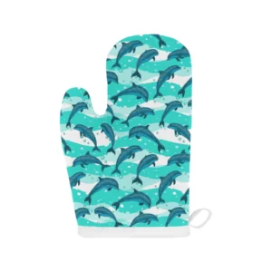 Dolphin Sea Pattern Heat Resistant Oven Mitts Pot Holders Set
