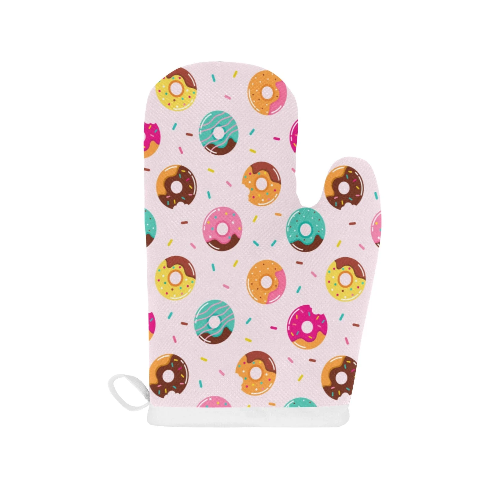 Donut Pattern Glaze Pink Background Heat Resistant Oven Mitts Pot Holders Set Donut Pattern Glaze Pink Background Heat Resistant Oven Mitts Pot Holders Set
