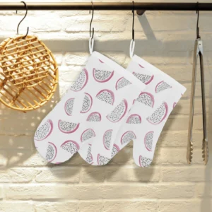 Dragon Fruit Pattern Heat Resistant Oven Mitts Pot Holders Set