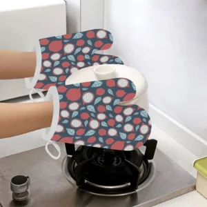 Dragon Fruits Dark Blue Background Heat Resistant Oven Mitts Pot Holders Set