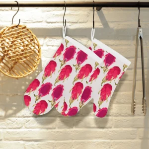 Dragon Fruits Design Pattern Heat Resistant Oven Mitts Pot Holders Set