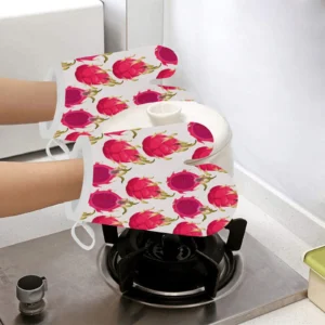 Dragon Fruits Design Pattern Heat Resistant Oven Mitts Pot Holders Set