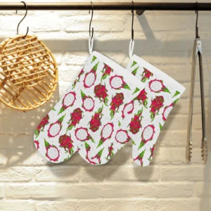 Dragon Fruits White Background Heat Resistant Oven Mitts Pot Holders Set