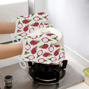 Dragon Fruits White Background Heat Resistant Oven Mitts Pot Holders Set