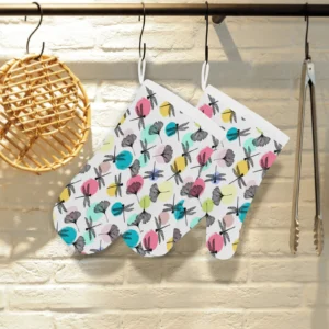 Dragonflies Ginkgo Leaves Pattern Heat Resistant Oven Mitts Pot Holders Set