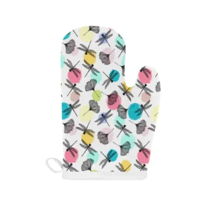 Dragonflies Ginkgo Leaves Pattern Heat Resistant Oven Mitts Pot Holders Set