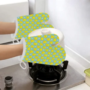 Duck Pattern Print Design 03 Heat Resistant Oven Mitts Pot Holders Set