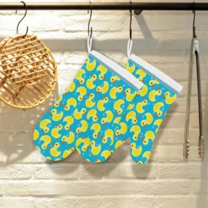 Duck Pattern Print Design 04 Heat Resistant Oven Mitts Pot Holders Set
