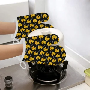 Duck Pattern Print Design 05 Heat Resistant Oven Mitts Pot Holders Set