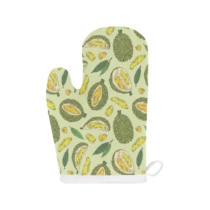 Durian Leaves Pattern Background Heat Resistant Oven Mitts Pot Holders Set