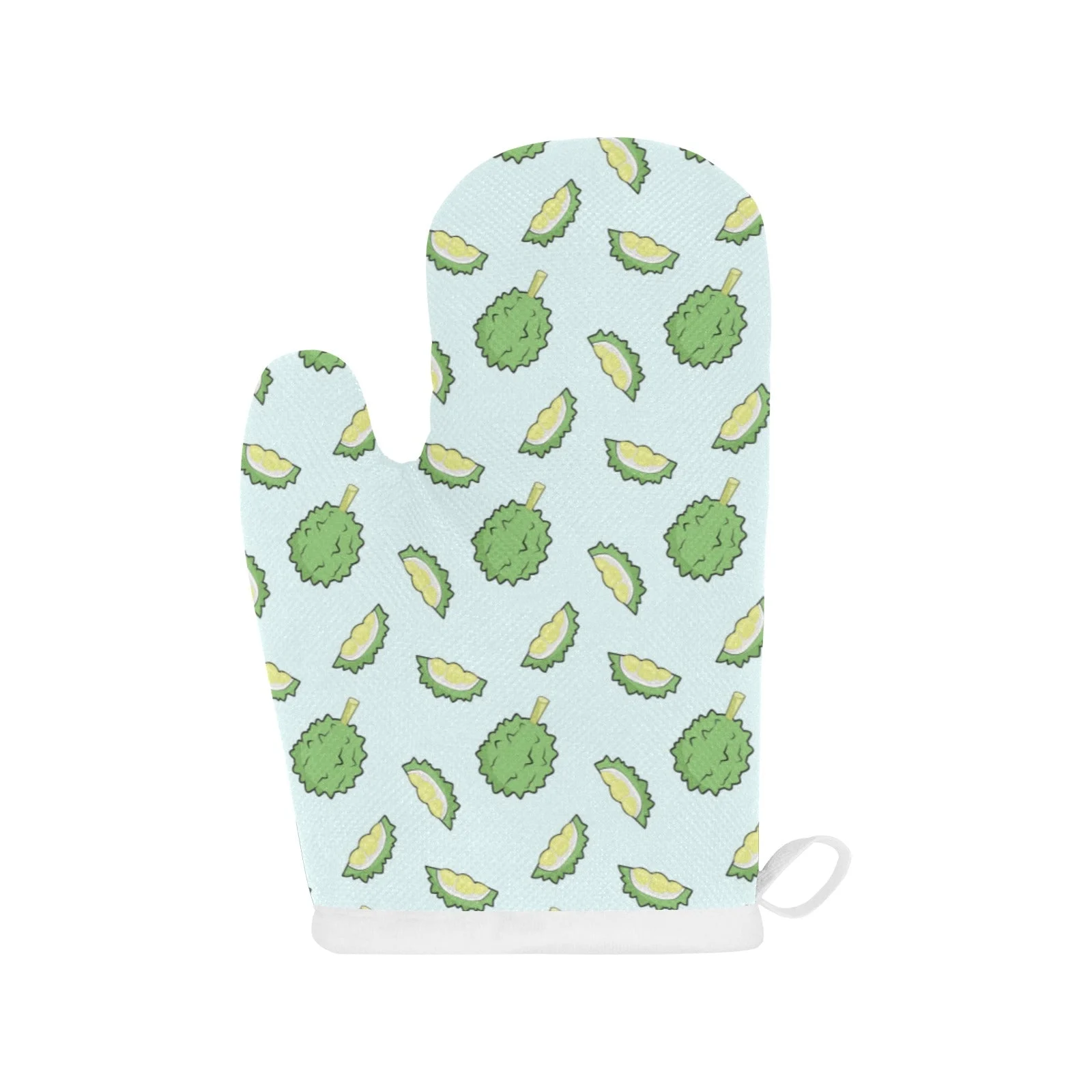 Durian Pattern Blue Background Heat Resistant Oven Mitts Pot Holders Set Durian Pattern Blue Background Heat Resistant Oven Mitts Pot Holders Set