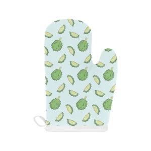 Durian Pattern Blue Background Heat Resistant Oven Mitts Pot Holders Set