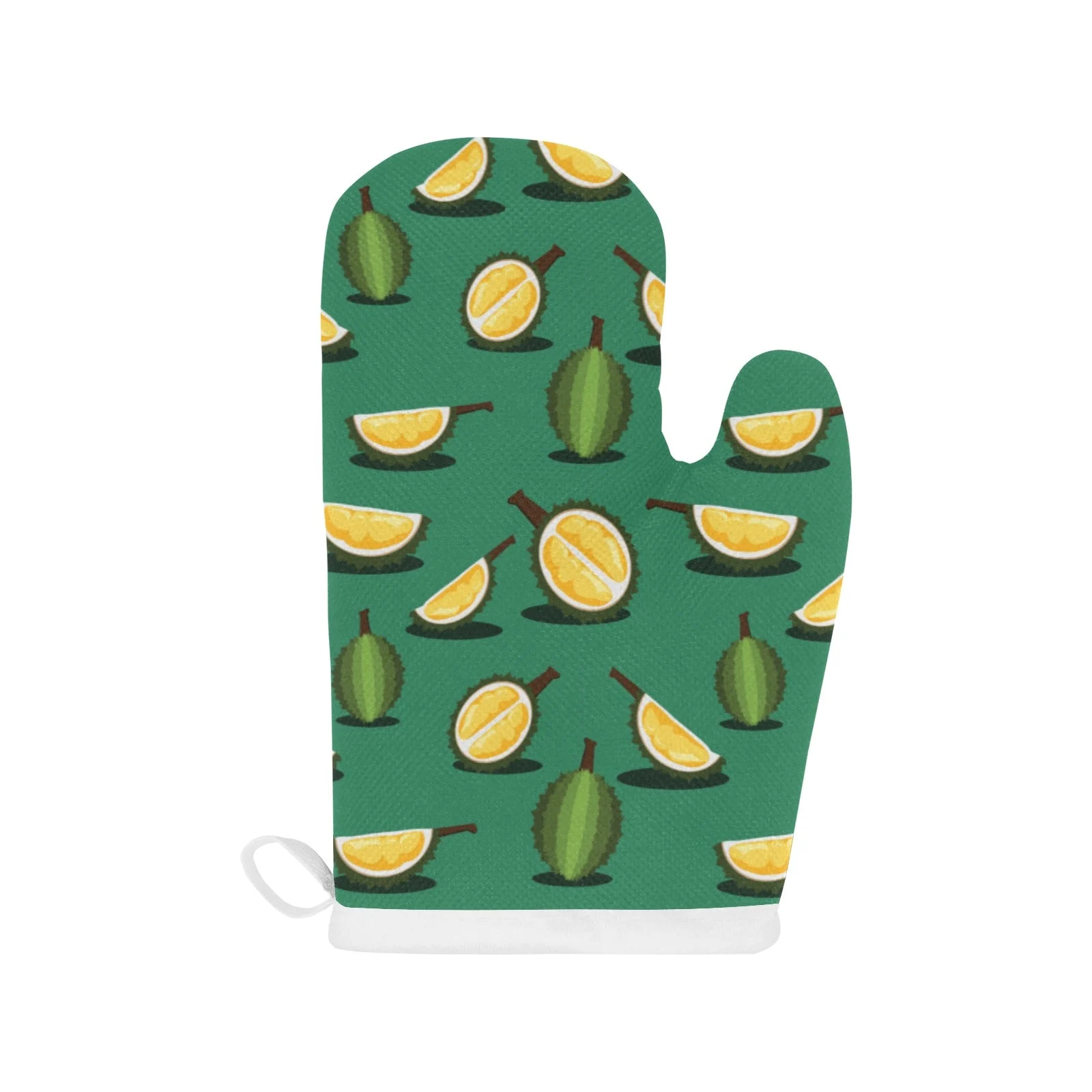 Durian Pattern Green Background Heat Resistant Oven Mitts Pot Holders Set Durian Pattern Green Background Heat Resistant Oven Mitts Pot Holders Set