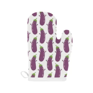Eggplant Pattern Print Design 01 Heat Resistant Oven Mitts Pot Holders Set