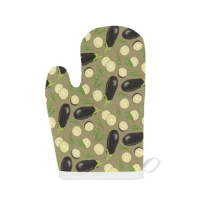 Eggplant Pattern Print Design 02 Heat Resistant Oven Mitts Pot Holders Set