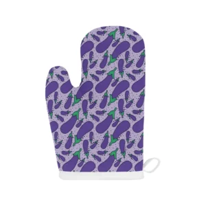 Eggplant Pattern Print Design 03 Heat Resistant Oven Mitts Pot Holders Set