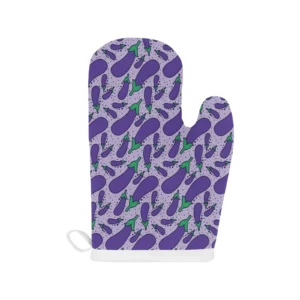 Eggplant Pattern Print Design 03 Heat Resistant Oven Mitts Pot Holders Set