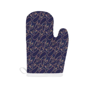 Eggplant Pattern Print Design 04 Heat Resistant Oven Mitts Pot Holders Set