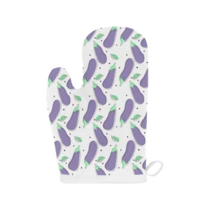 Eggplant Pattern Print Design 05 Heat Resistant Oven Mitts Pot Holders Set
