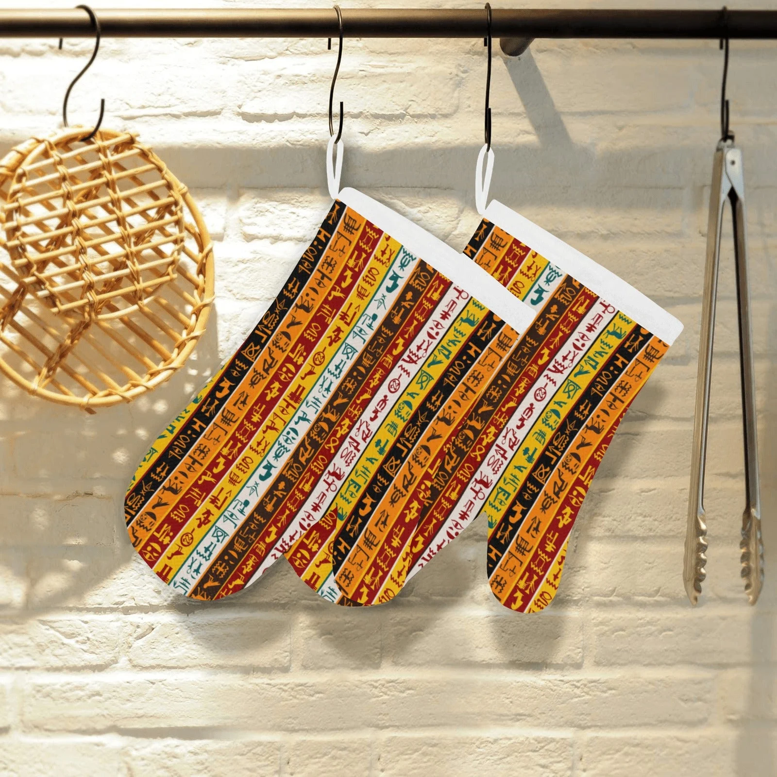 Egypt Hieroglyphics Pattern Print Design 01 Heat Resistant Oven Mitts Pot Holders Set Egypt Hieroglyphics Pattern Print Design 01 Heat Resistant Oven Mitts Pot Holders Set