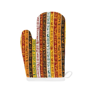Egypt Hieroglyphics Pattern Print Design 01 Heat Resistant Oven Mitts Pot Holders Set