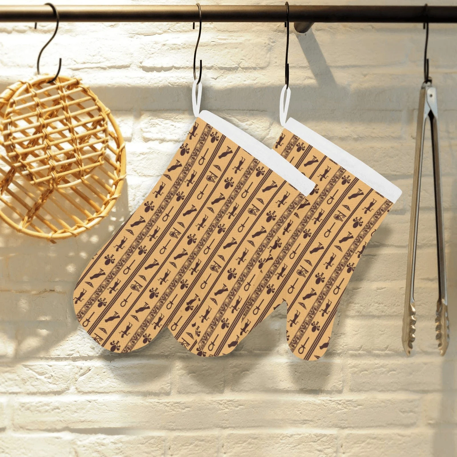 Egypt Hieroglyphics Pattern Print Design 02 Heat Resistant Oven Mitts Pot Holders Set Egypt Hieroglyphics Pattern Print Design 02 Heat Resistant Oven Mitts Pot Holders Set