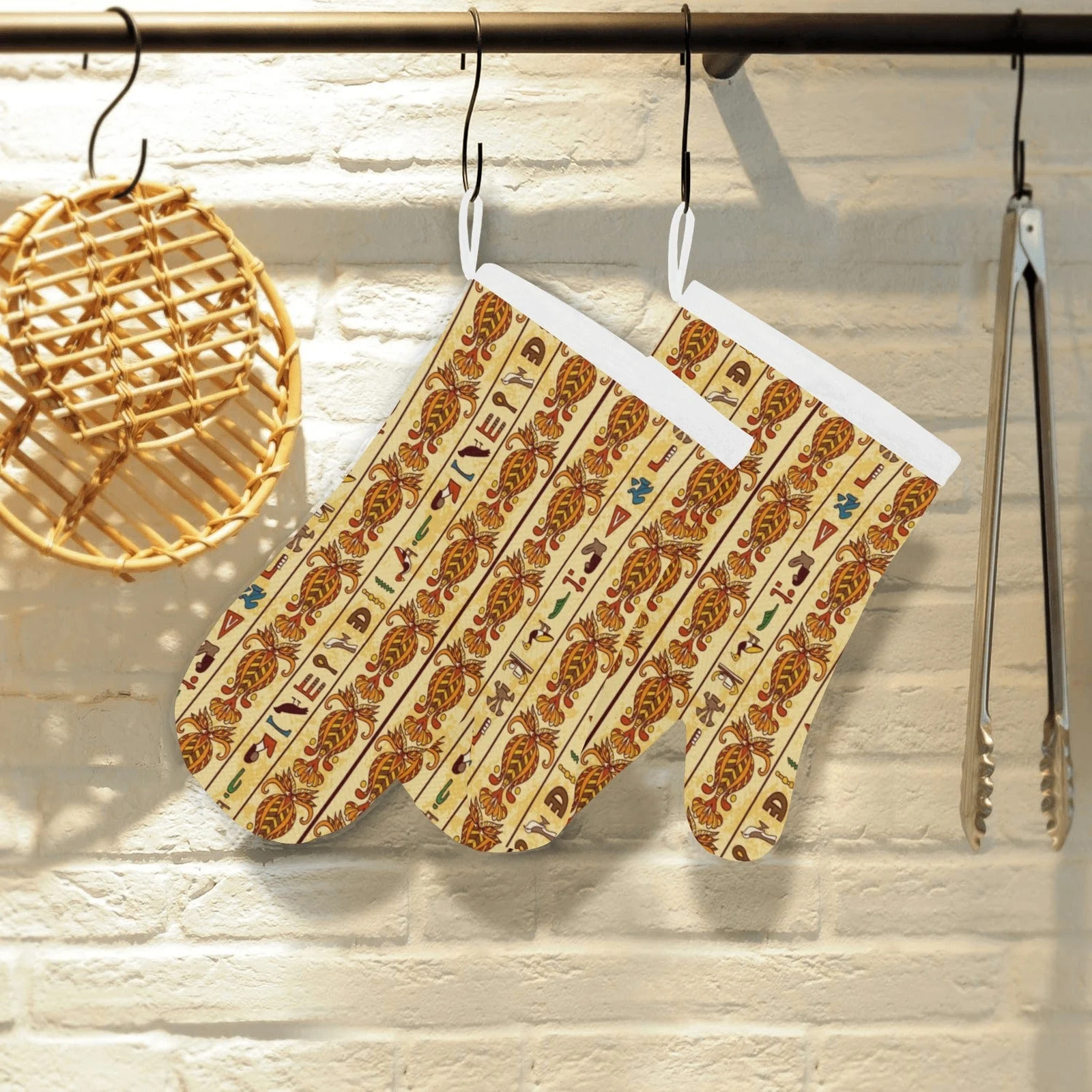 Egypt Hieroglyphics Pattern Print Design 04 Heat Resistant Oven Mitts Pot Holders Set Egypt Hieroglyphics Pattern Print Design 04 Heat Resistant Oven Mitts Pot Holders Set