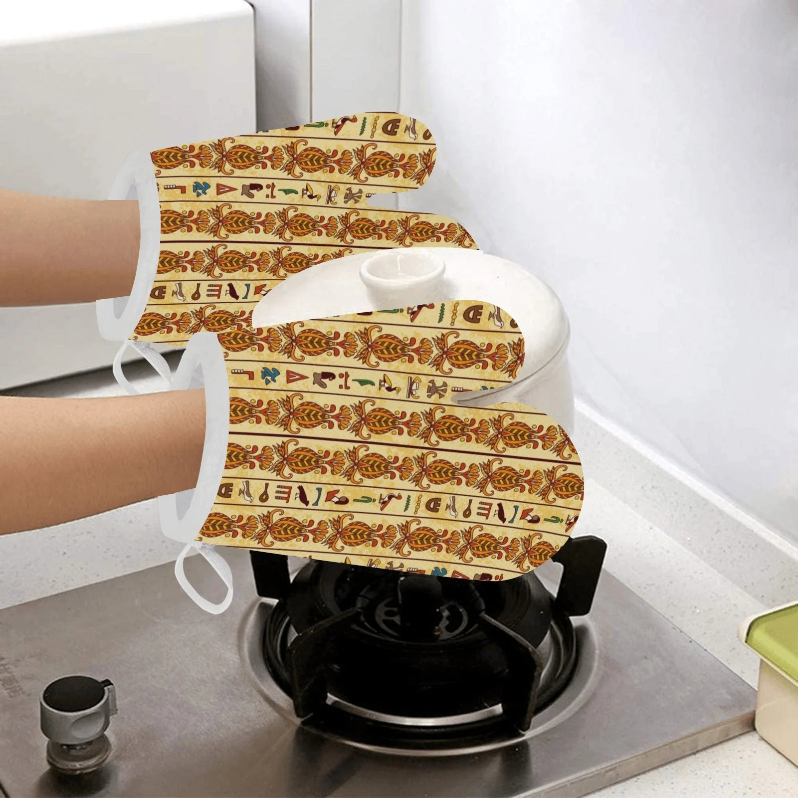 Egypt Hieroglyphics Pattern Print Design 04 Heat Resistant Oven Mitts Pot Holders Set Egypt Hieroglyphics Pattern Print Design 04 Heat Resistant Oven Mitts Pot Holders Set