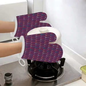 Eiffel Tower Pattern Print Design 05 Heat Resistant Oven Mitts & Pot Holders Set