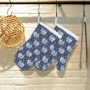 Elephant Tribal Design Pattern Heat Resistant Oven Mitts Pot Holders Set