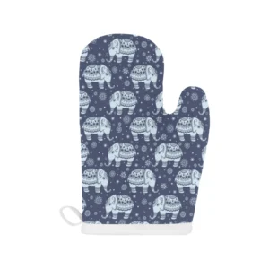 Elephant Tribal Design Pattern Heat Resistant Oven Mitts Pot Holders Set