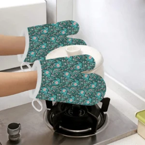 Elephants Jungle Pattern Heat Resistant Oven Mitts Pot Holders Set