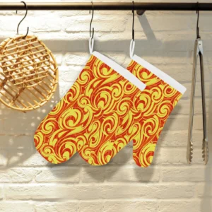 Fire Flame Design Pattern Heat Resistant Oven Mitts Pot Holders Set
