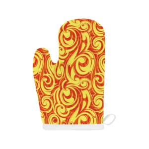 Fire Flame Design Pattern Heat Resistant Oven Mitts Pot Holders Set