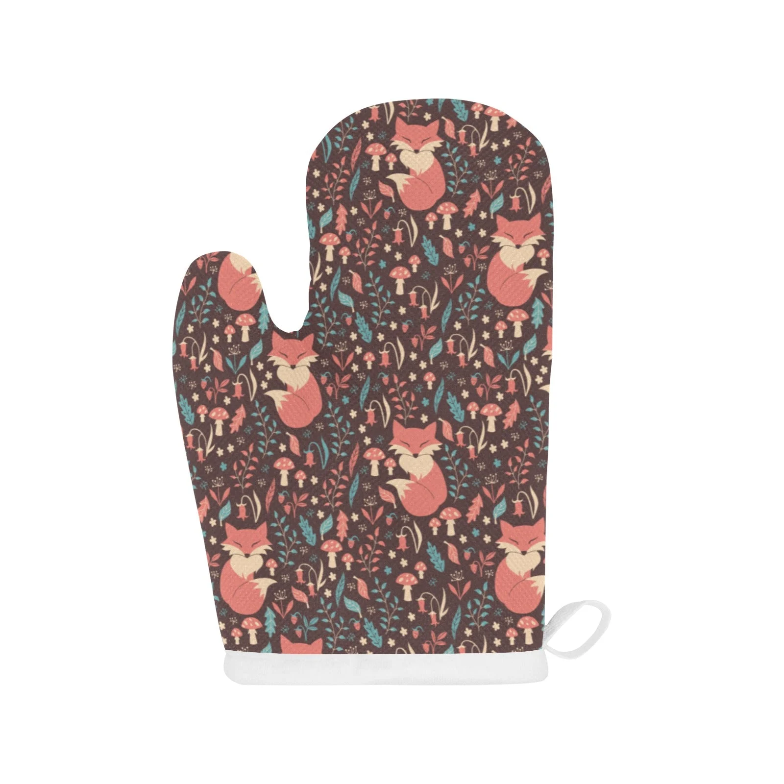 Fox Leaves Mushroom Pattern Heat Resistant Oven Mitts Pot Holders Set Fox Leaves Mushroom Pattern Heat Resistant Oven Mitts Pot Holders Set