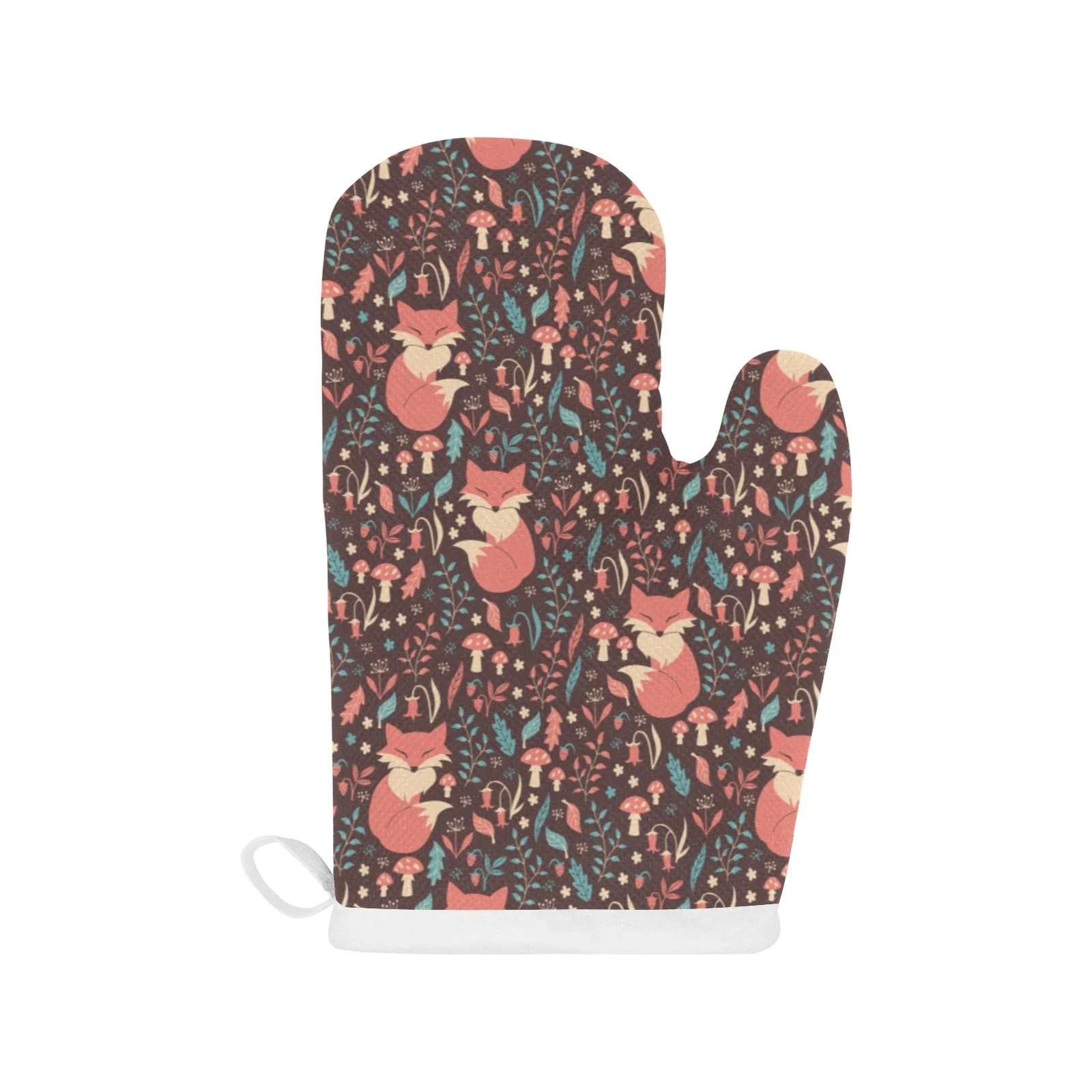 Fox Leaves Mushroom Pattern Heat Resistant Oven Mitts Pot Holders Set Fox Leaves Mushroom Pattern Heat Resistant Oven Mitts Pot Holders Set