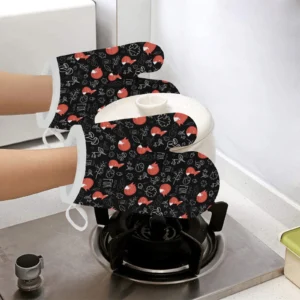 Fox Sleeping Fox Pattern Heat Resistant Oven Mitts Pot Holders Set